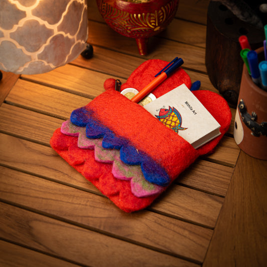 Owl Wool Pouch with Zip