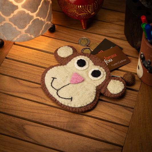Monkey Wool Pouch with Zip