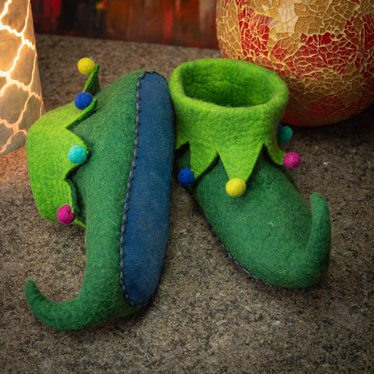 Green Lutin Wool Sheepskin Slippers