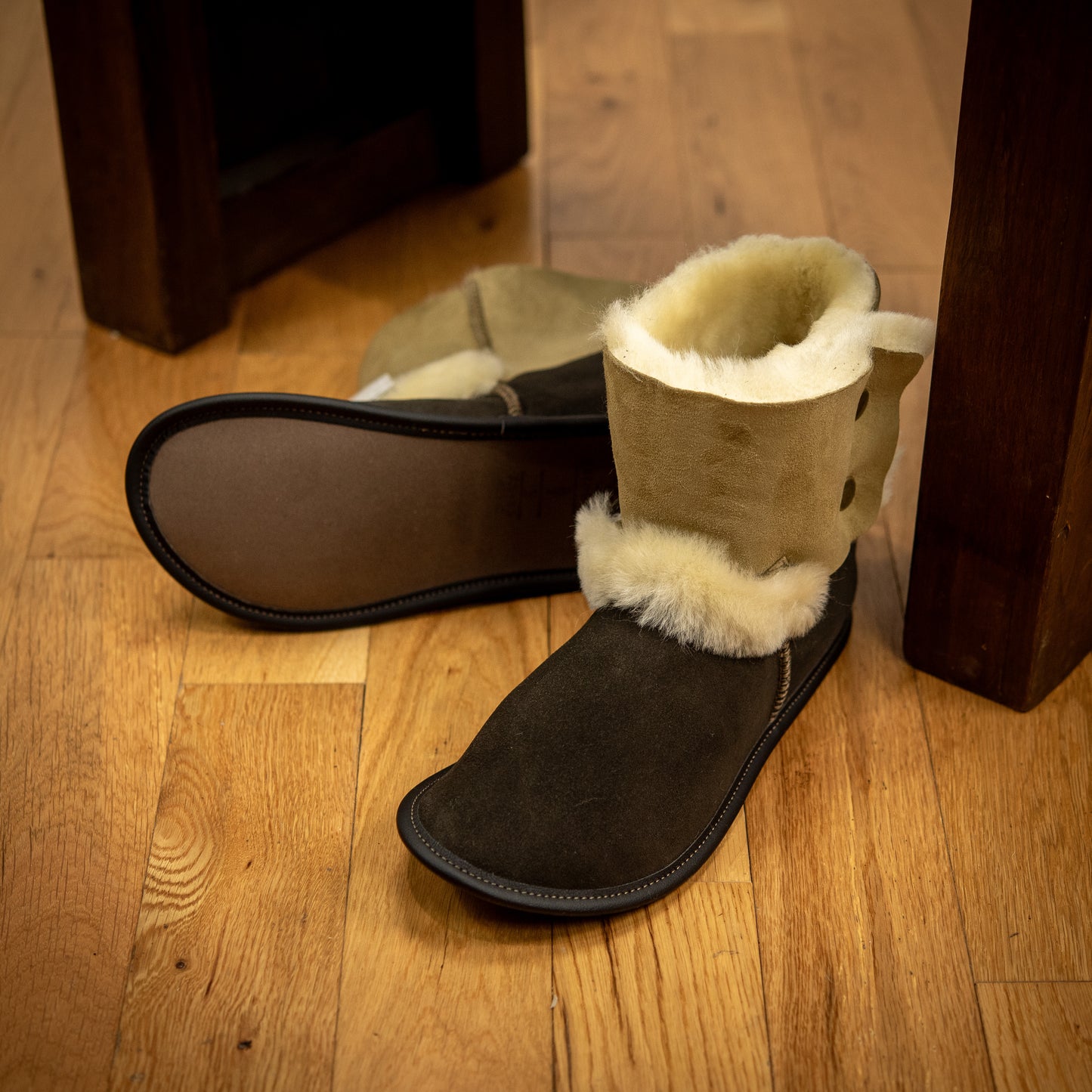 Reversed Sheepskin Bootie Slippers for Women