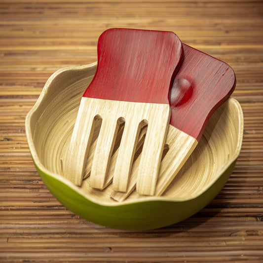 Bamboo Salad Claws Natural Inside; Color Painted Outside