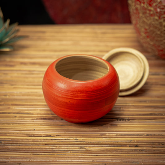 Coloured Bamboo Pot with Natural Top & Inside