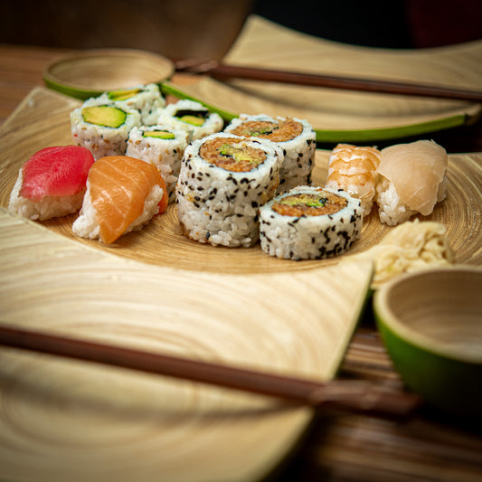 Bamboo Sushi Set; Plate,Bowl & Chopsticks