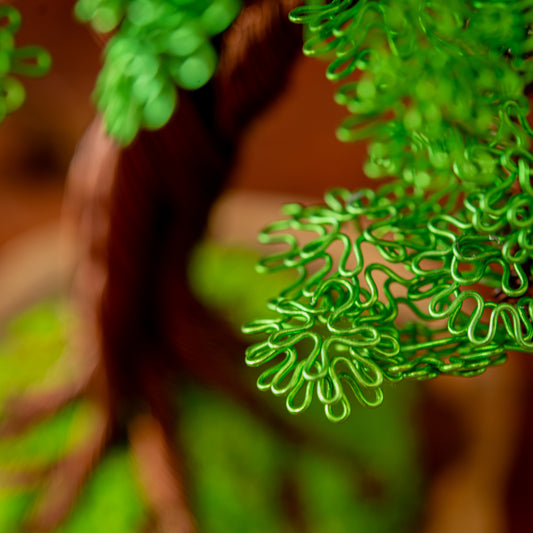 Wire Bonsai on Wooden Base, 15-18cm