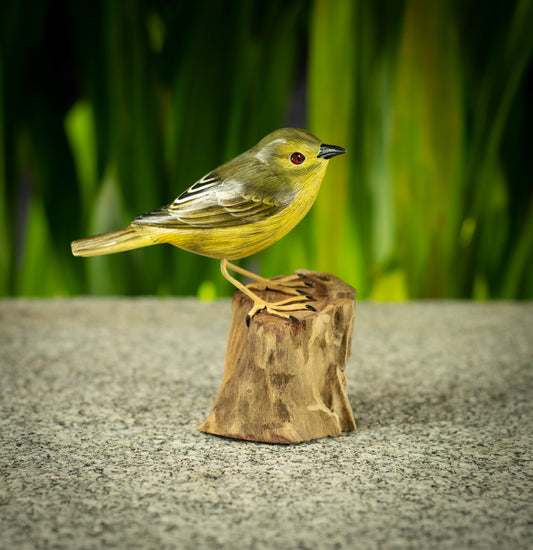 Hand Made Hand Painted Wooden Sculpture of a Yellow Warbler
