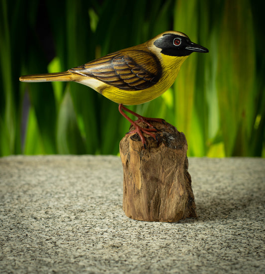 Hand Made Hand Painted Wooden Sculpture of a Common Yellowthroat