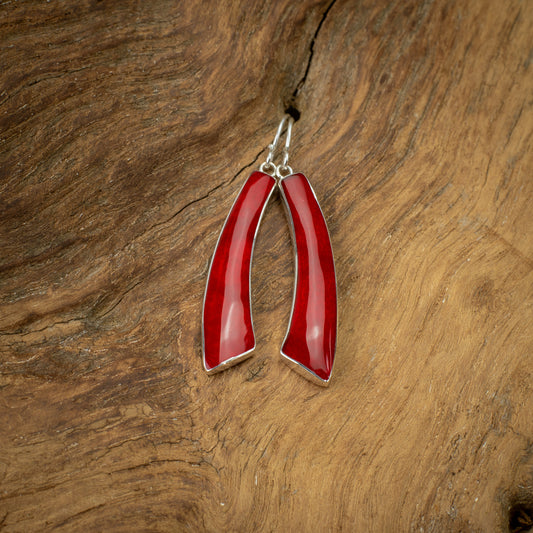 Sterling Silver Long Dangle Earrings With Jewel, 38mm