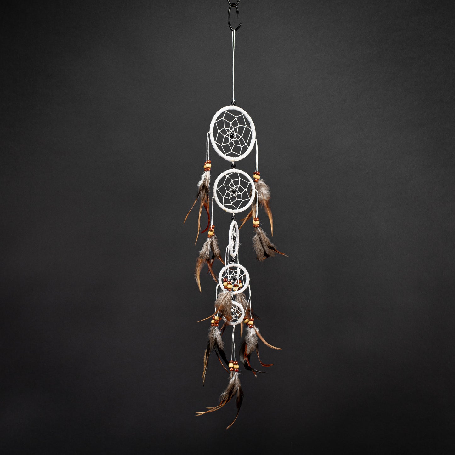Boho Dreamcatcher With 5-Ring & Handmade Feather
