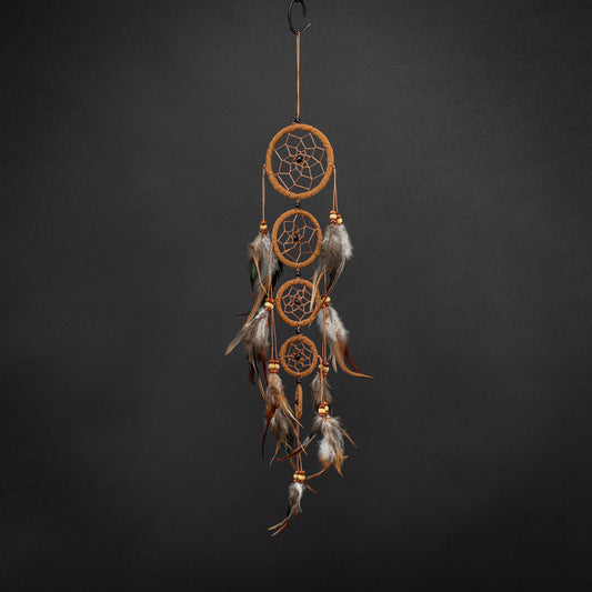 Boho Dreamcatcher With 5-Ring & Handmade Feather