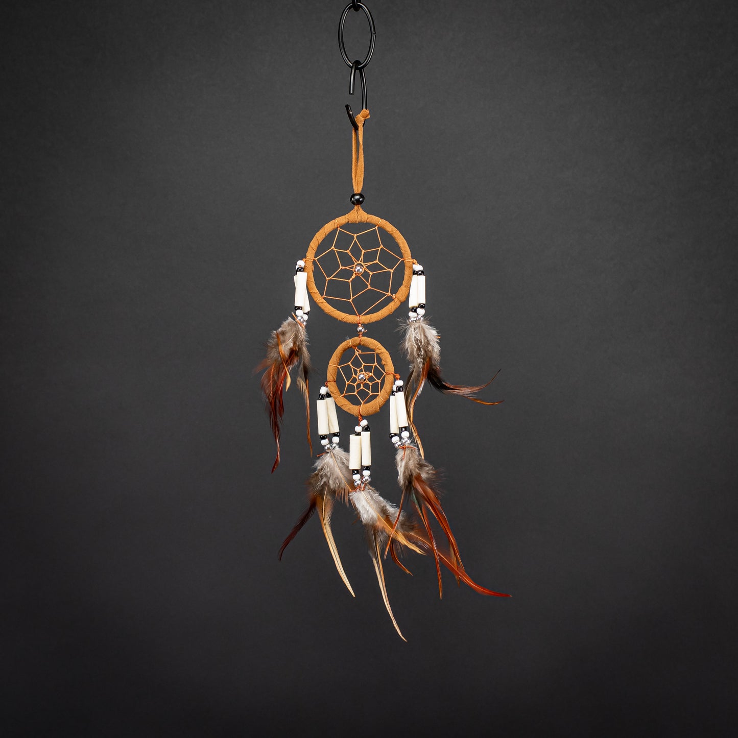 Boho Dreamcatcher With Double Ring & Handmade Feather