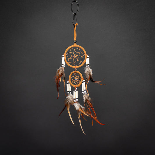 Boho Dreamcatcher With Double Ring & Handmade Feather