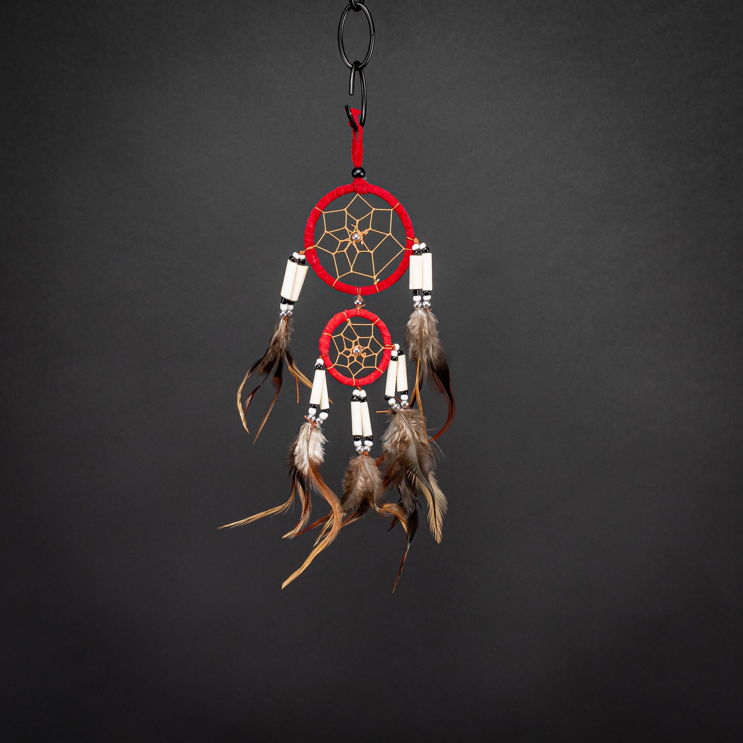 Boho Dreamcatcher With Double Ring & Handmade Feather