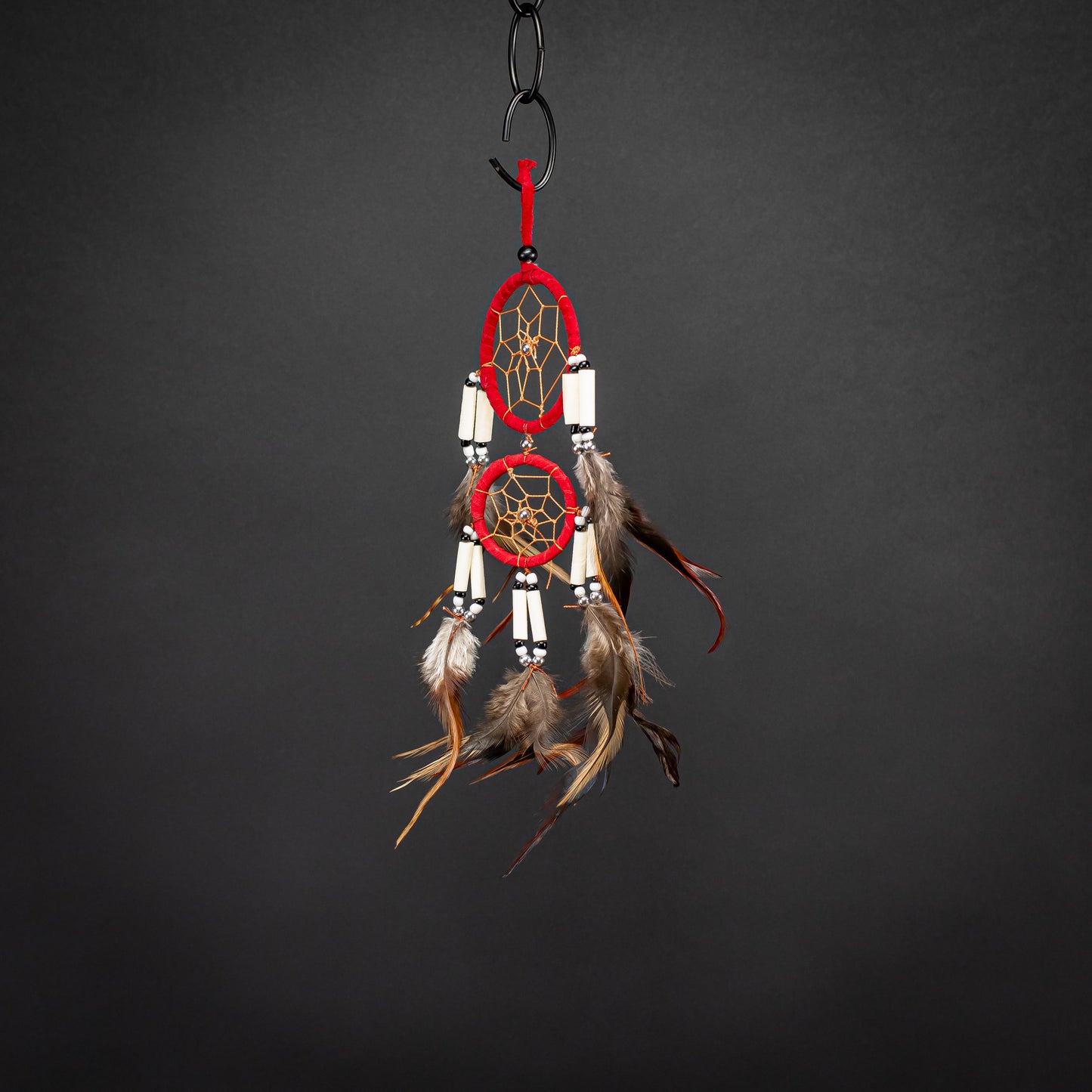Boho Dreamcatcher With Double Ring & Handmade Feather