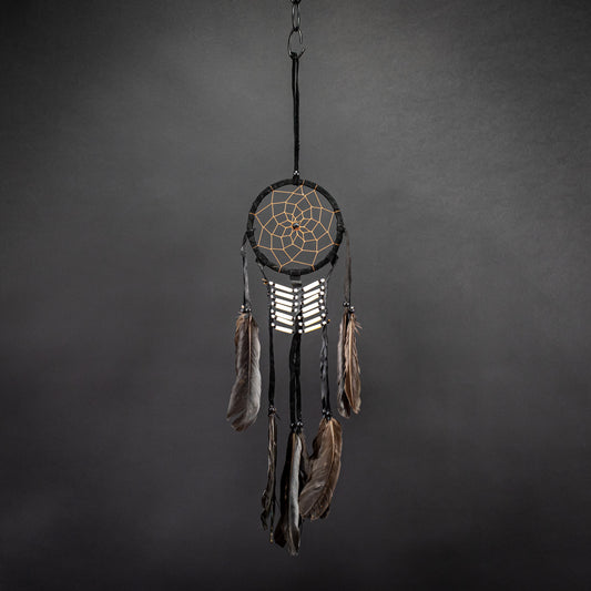 Black Boho Dreamcatcher & Handmade Feather