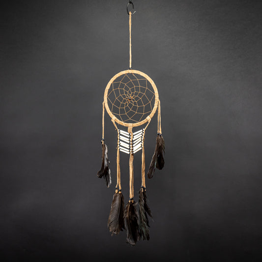 Large Black Boho Dreamcatcher & Handmade Feather