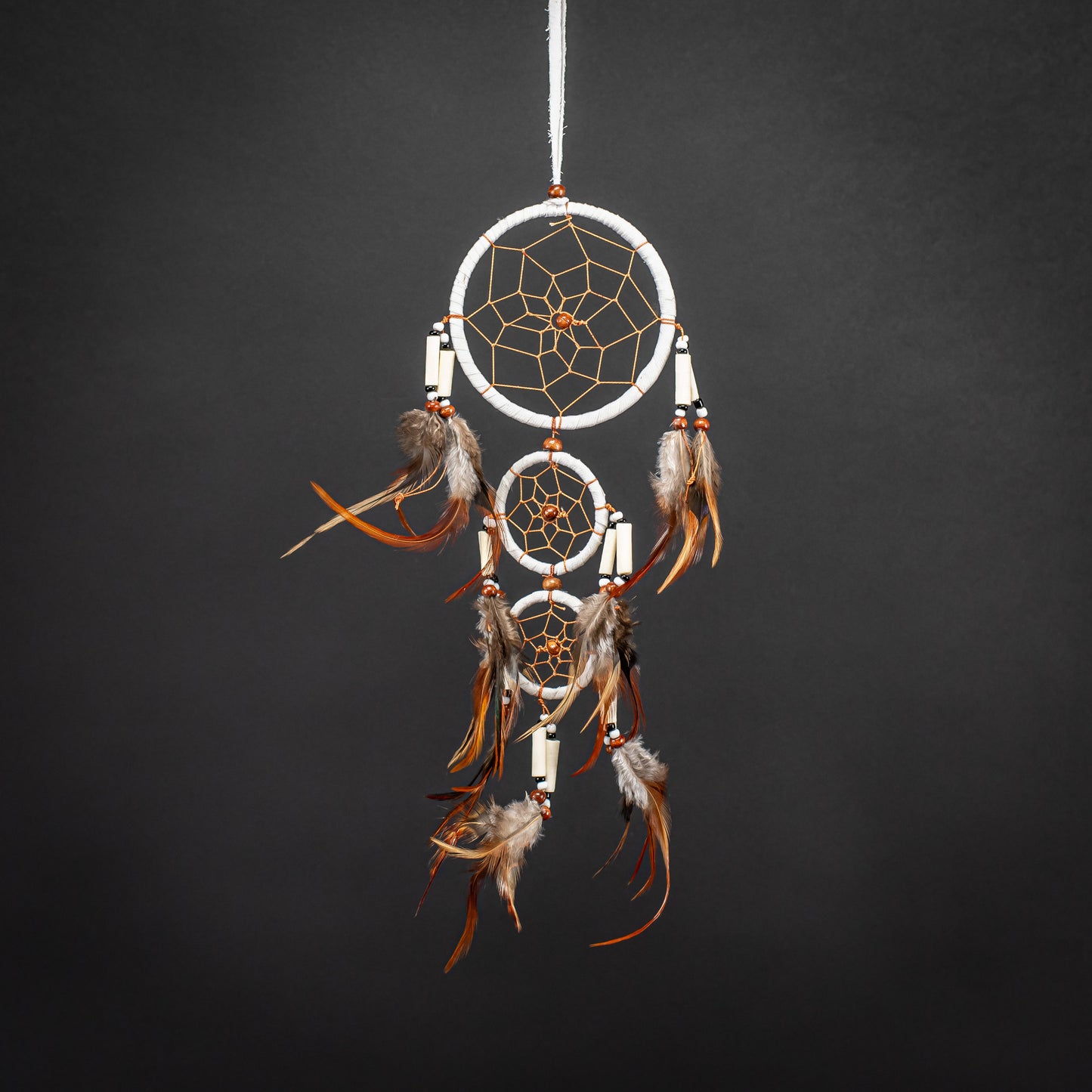 Boho Dreamcatcher With Triple Ring & Handmade Feather