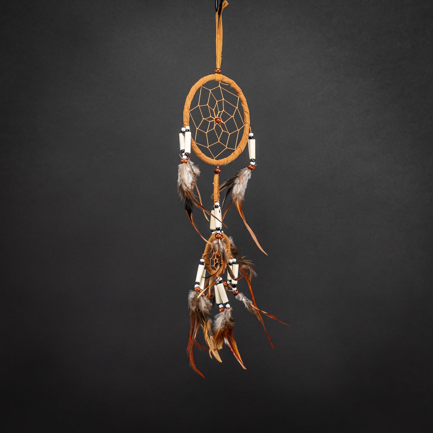 Boho Dreamcatcher With Triple Ring & Handmade Feather