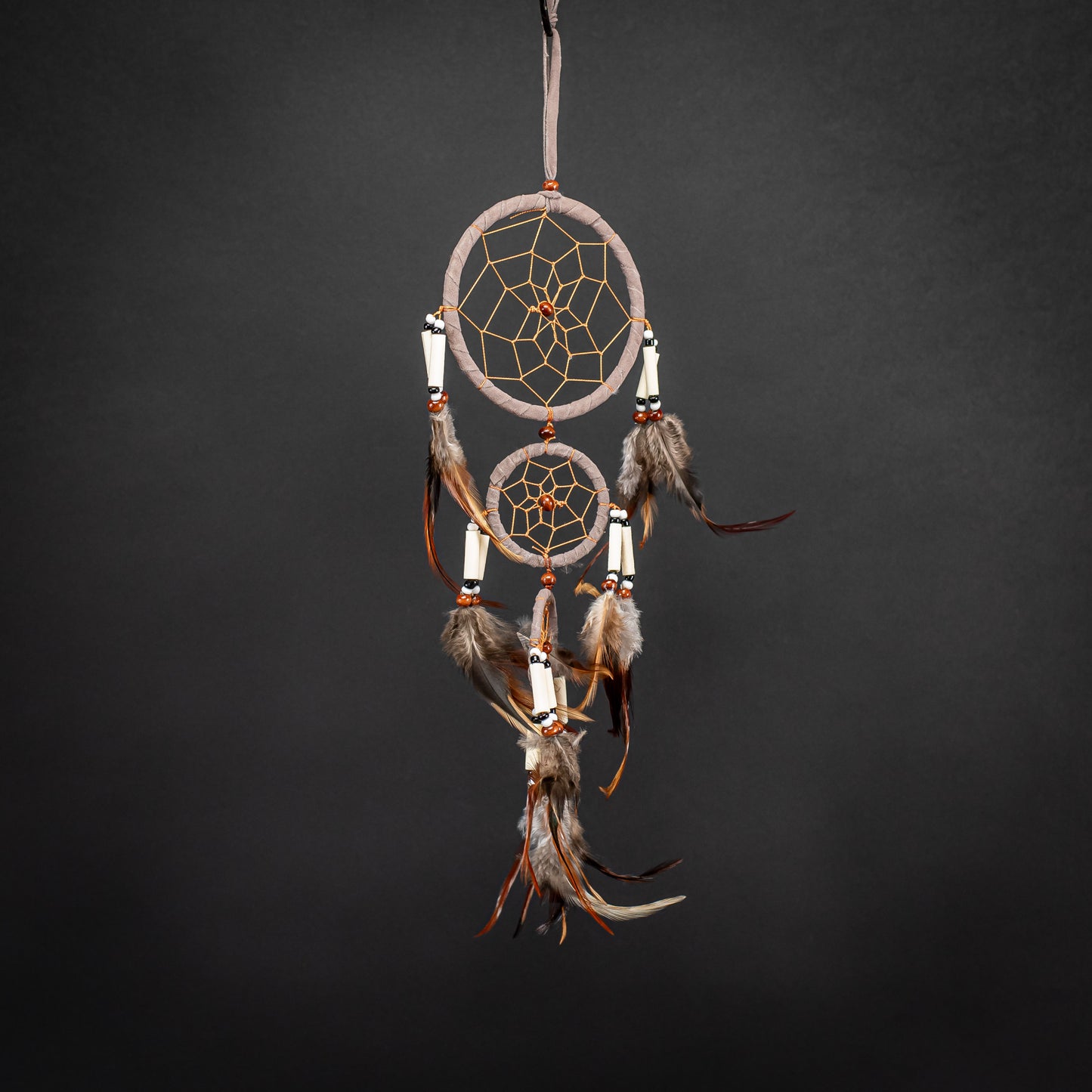 Boho Dreamcatcher With Triple Ring & Handmade Feather