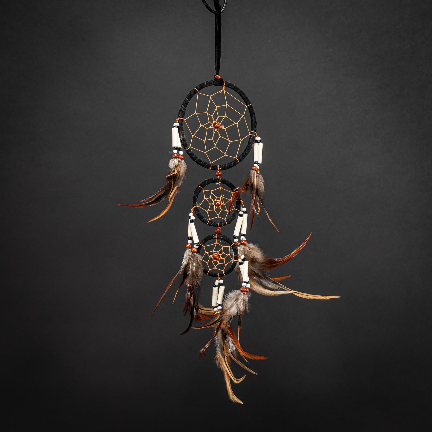Boho Dreamcatcher With Triple Ring & Handmade Feather