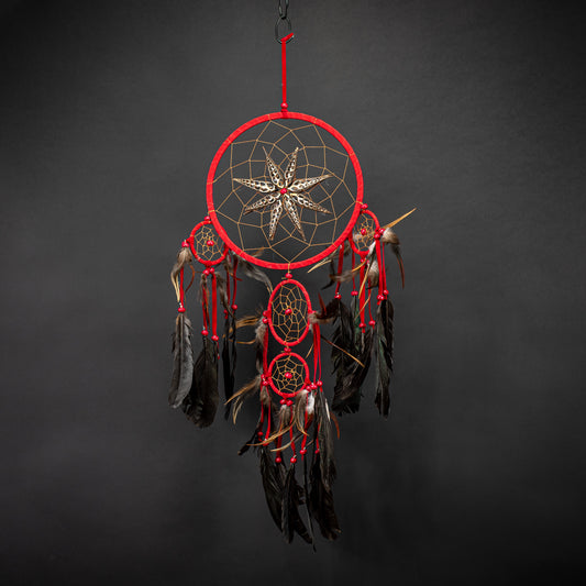 Multi Rings Boho Dreamcatcher With Seashell & Handmade Feather