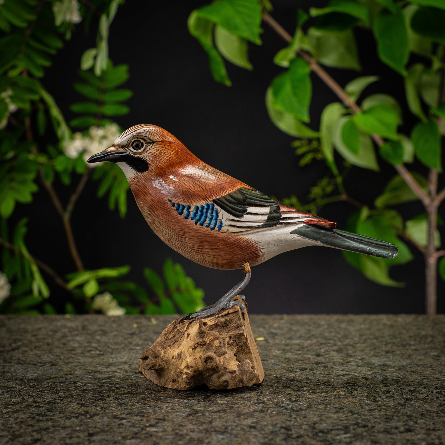 Hand Made Hand Painted Wooden Sculpture of a Jay Eurasain
