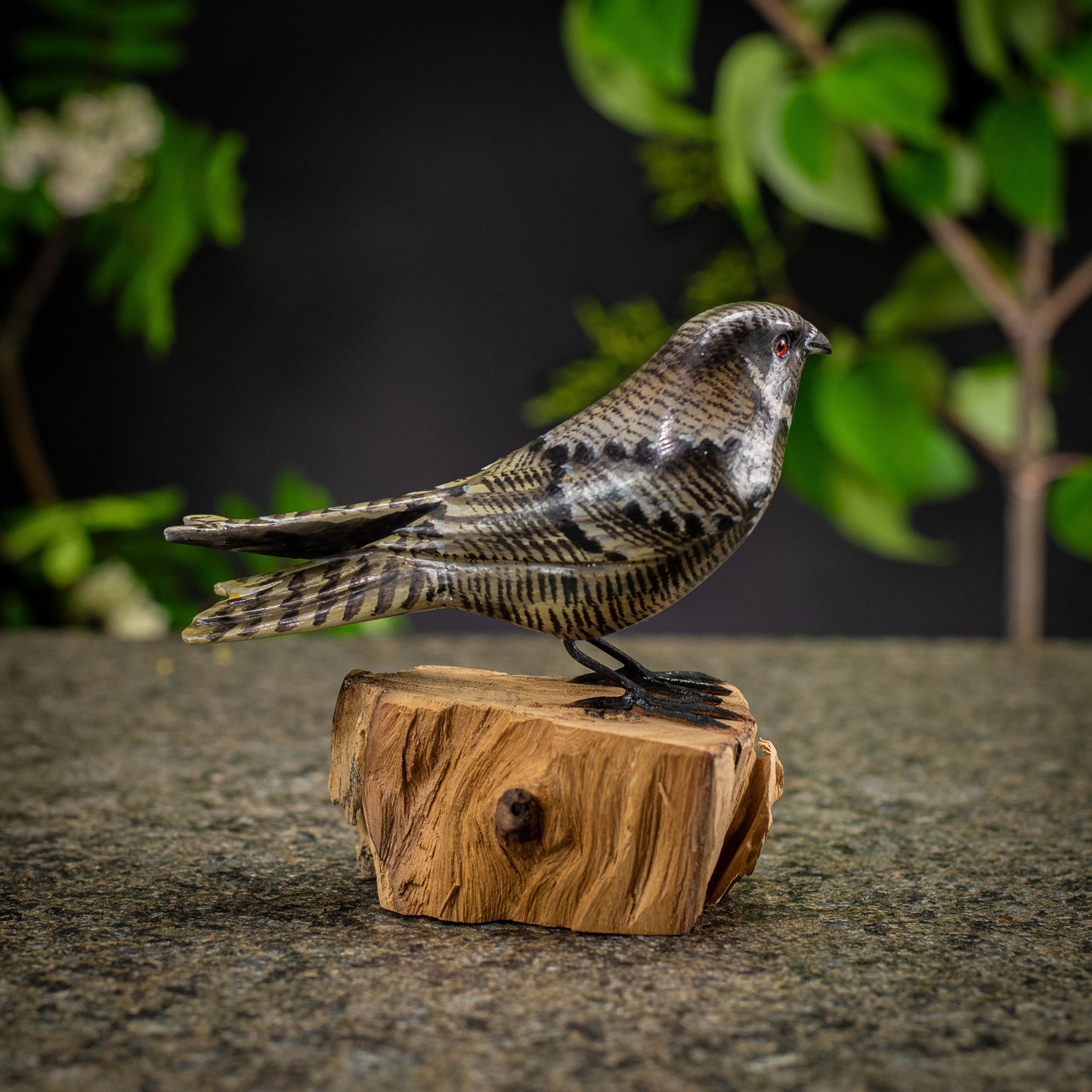 Hand Made Hand Painted Wooden Sculpture of a Eastern Whip-Poor-Will