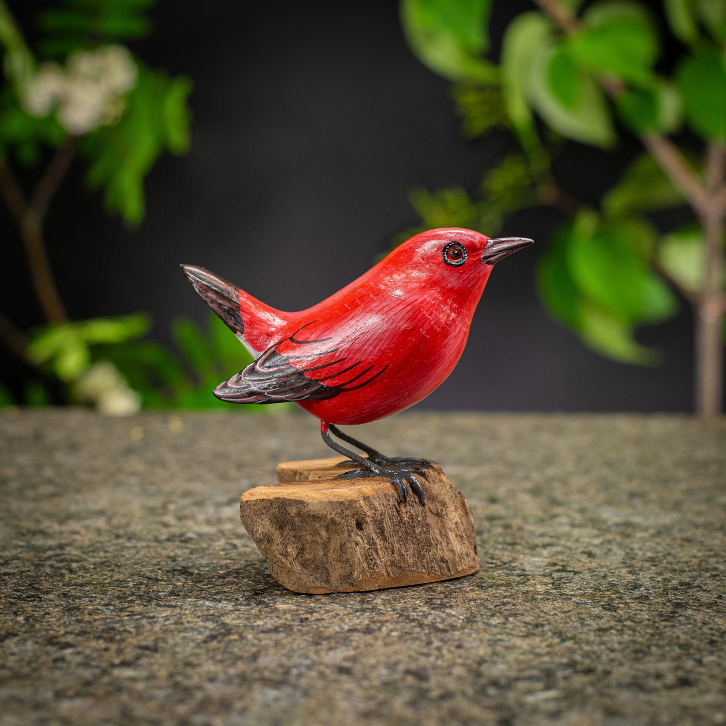 Hand Made Hand Painted Wooden Sculpture of a Apapane