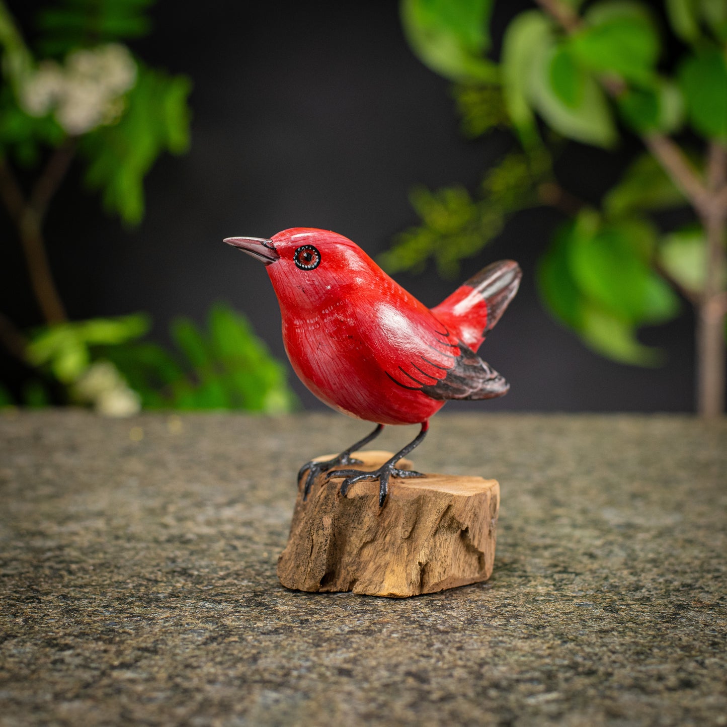 Hand Made Hand Painted Wooden Sculpture of a Apapane