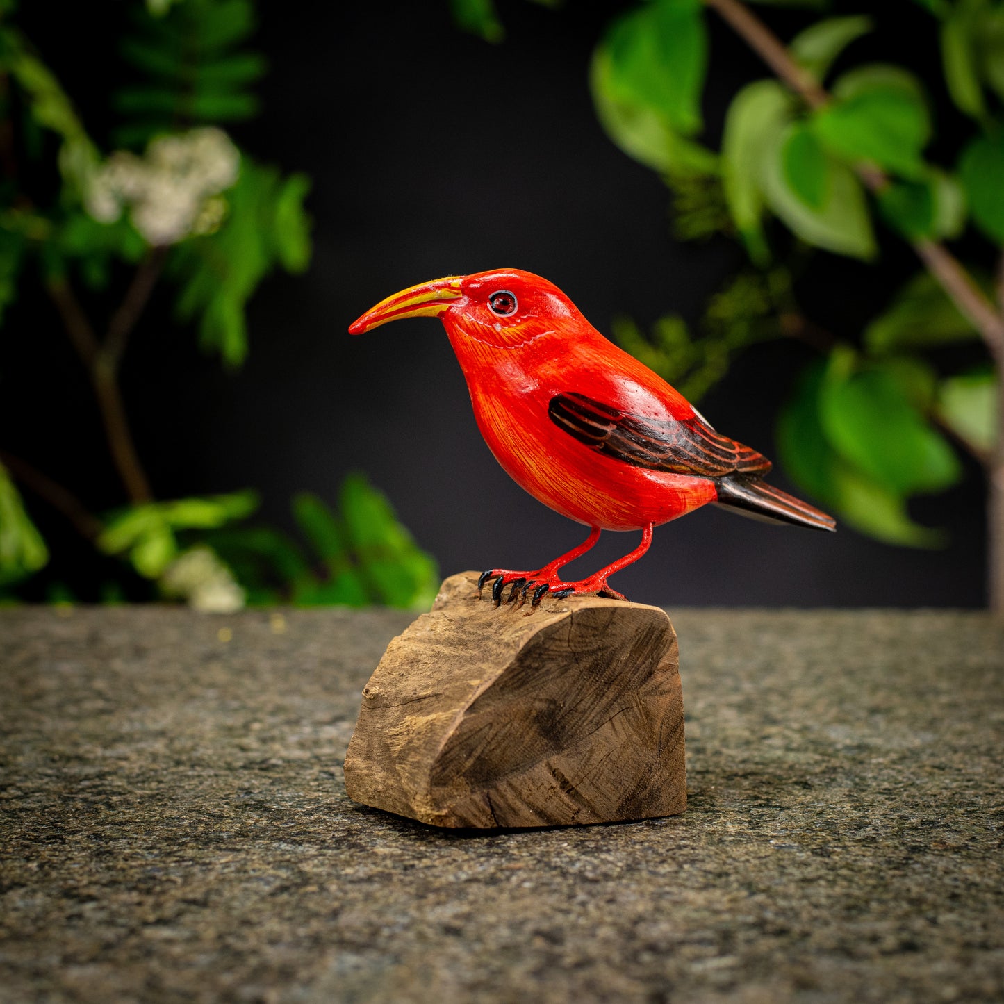 Hand Made Hand Painted Wooden Sculpture of a Hawaiian Honeycreeper