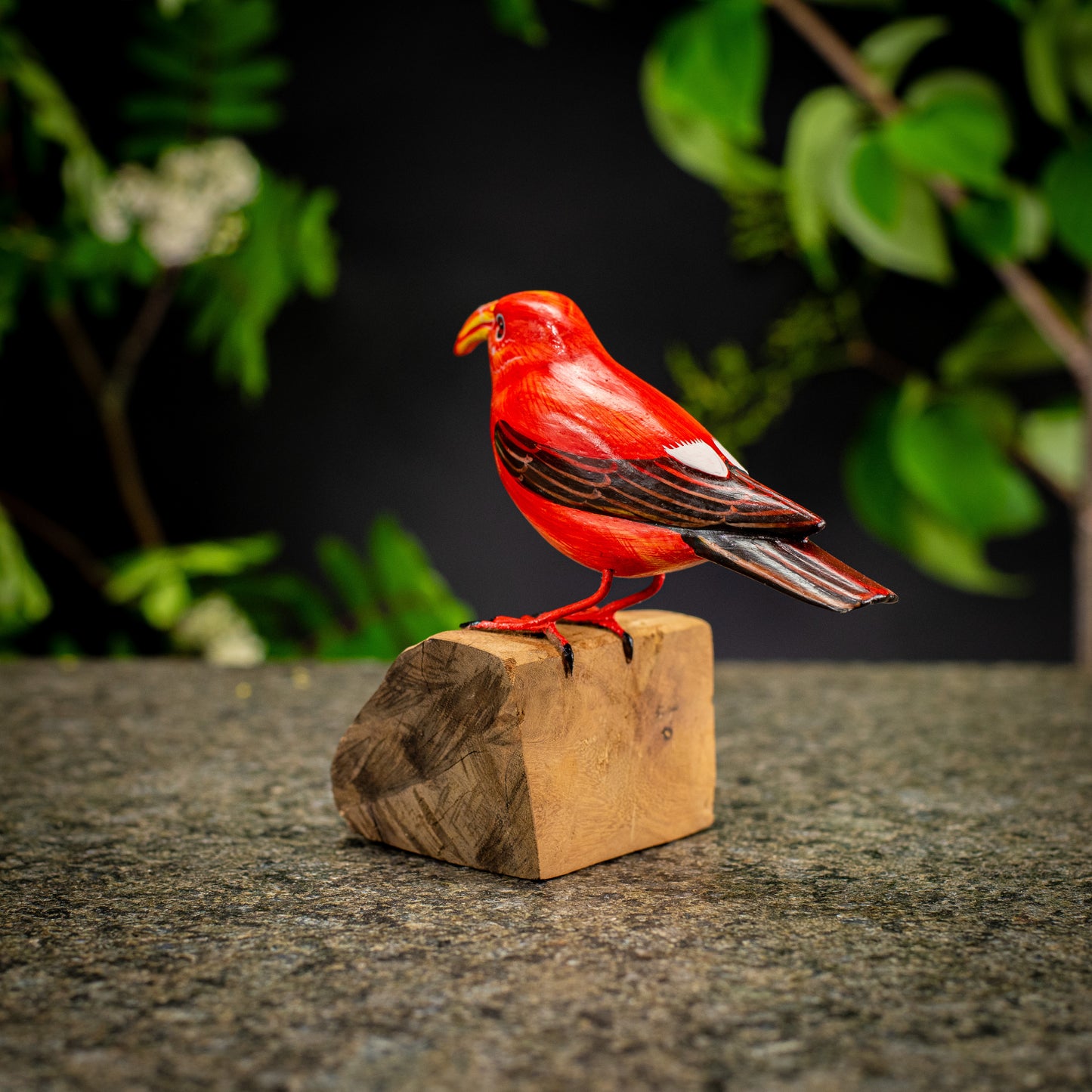Hand Made Hand Painted Wooden Sculpture of a Hawaiian Honeycreeper