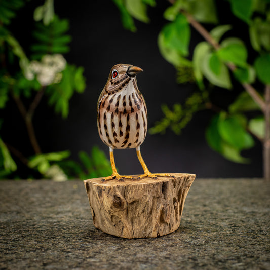 Hand Made Hand Painted Wooden Sculpture of a Swainson's Thrush