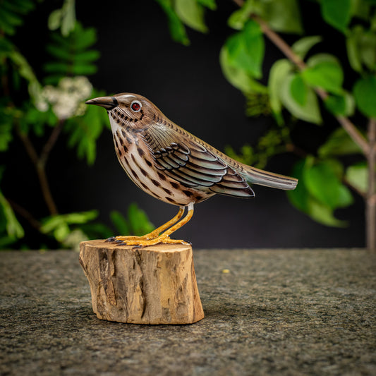 Hand Made Hand Painted Wooden Sculpture of a Swainson's Thrush