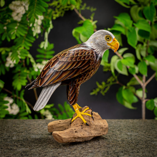 Hand Made Hand Painted Wooden Sculpture of a Bald Eagle