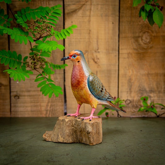 Hand Made Hand Painted Wooden Sculpture of a Morning Dove
