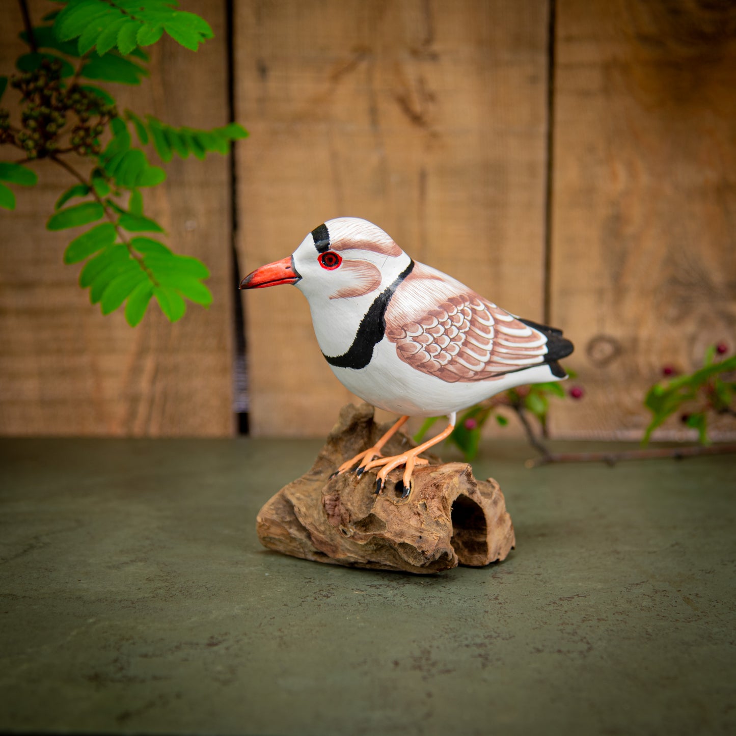 Hand Made Hand Painted Wooden Sculpture of a Magellanic Plover