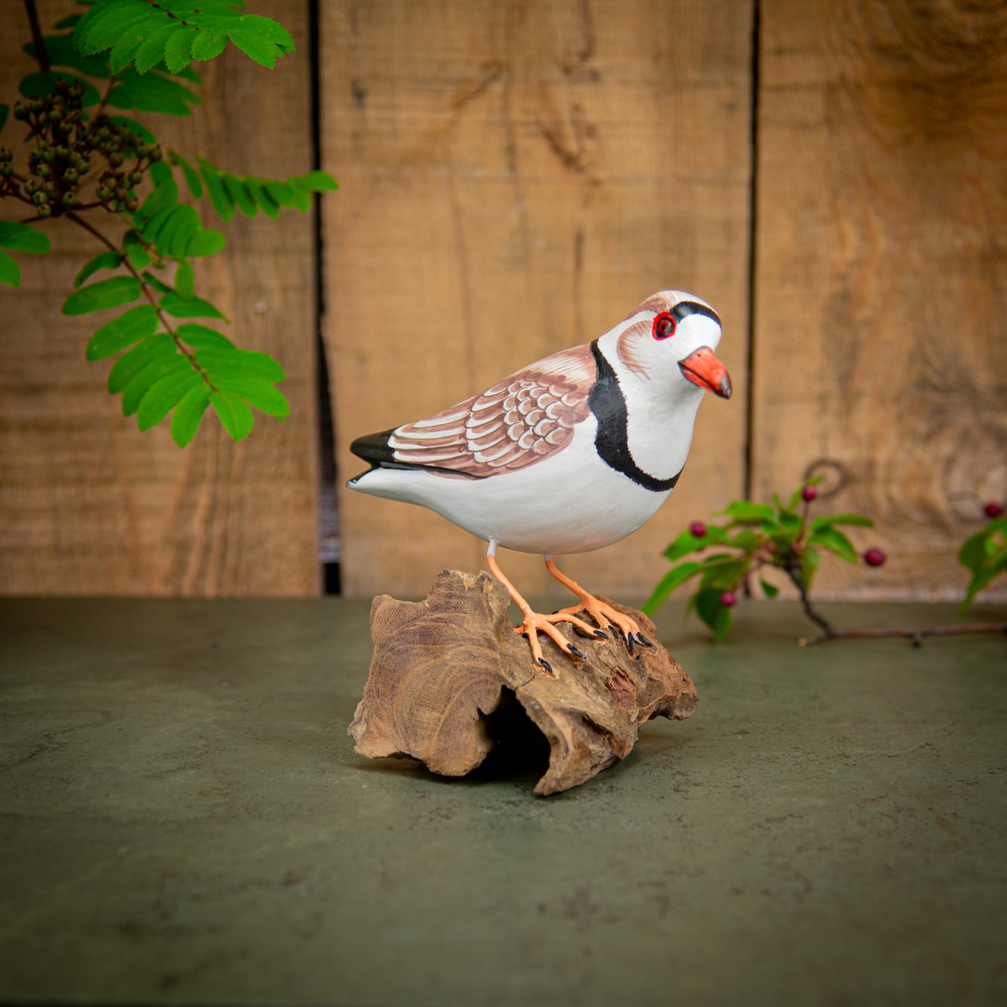 Hand Made Hand Painted Wooden Sculpture of a Magellanic Plover