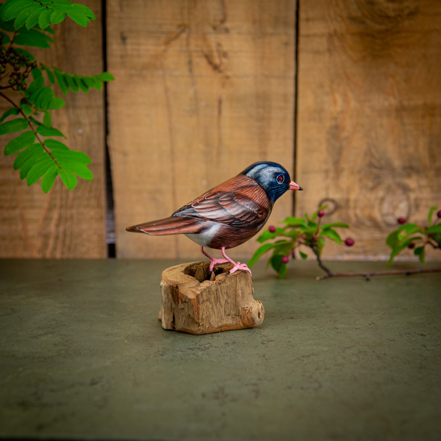 Hand Made Hand Painted Wooden Sculpture of an Oregon Junko