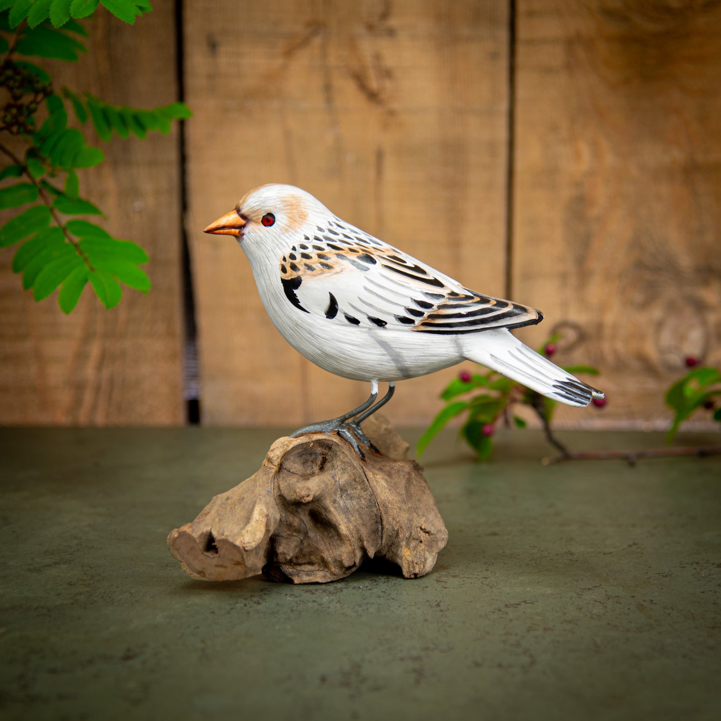 Hand Made Hand Painted Wooden Sculpture of a McKay's Bunting