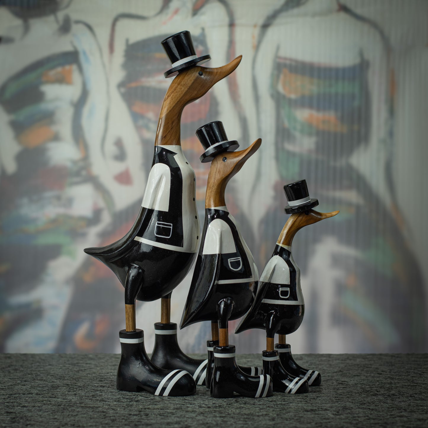 Hand Made Hand Painted Wooden Sculpture of a Magician Duck