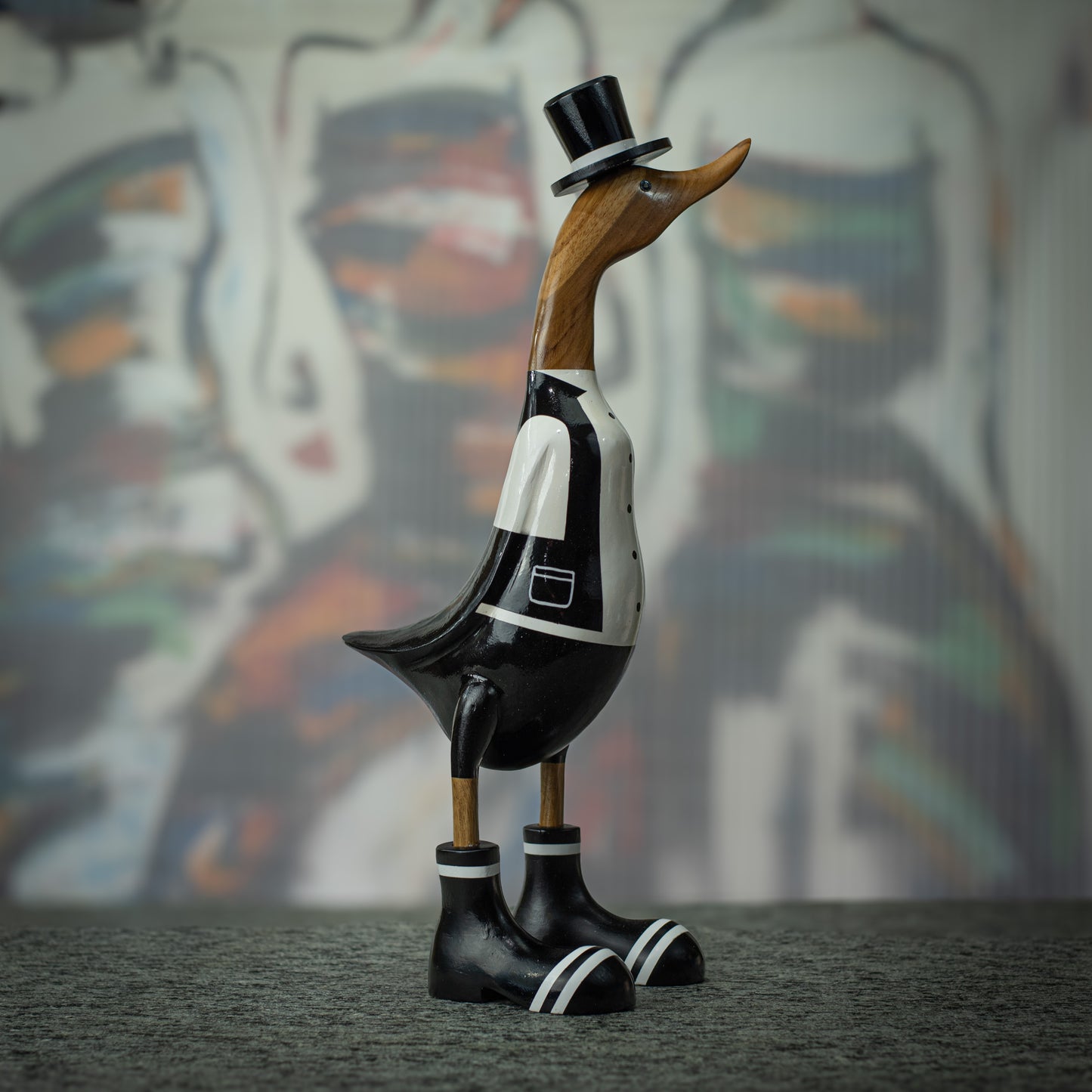 Hand Made Hand Painted Wooden Sculpture of a Magician Duck