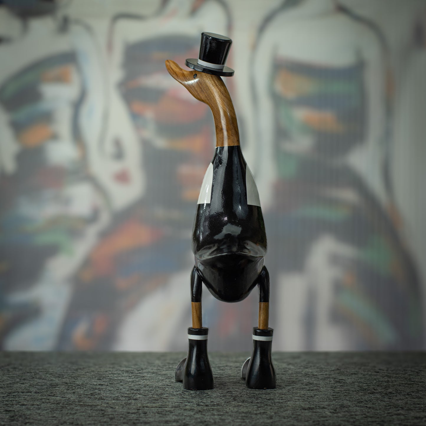Hand Made Hand Painted Wooden Sculpture of a Magician Duck