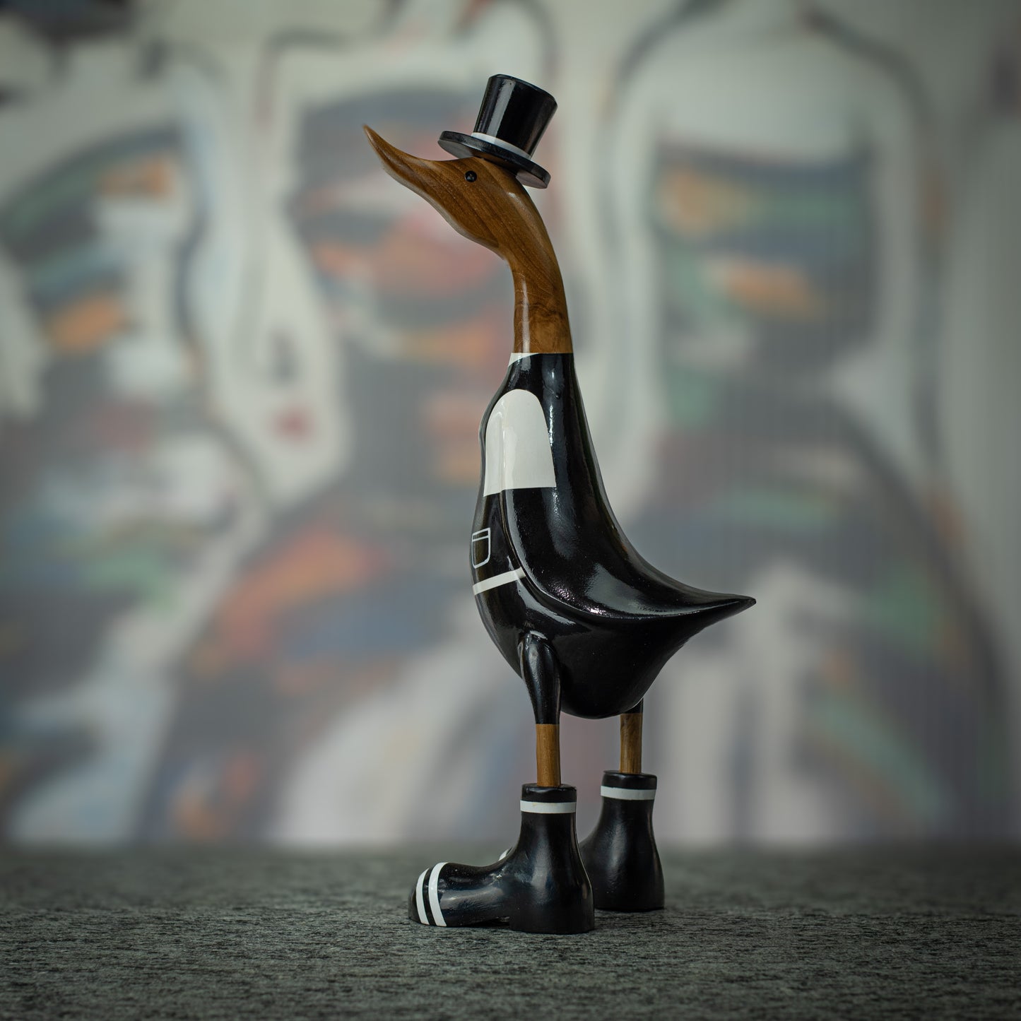 Hand Made Hand Painted Wooden Sculpture of a Magician Duck