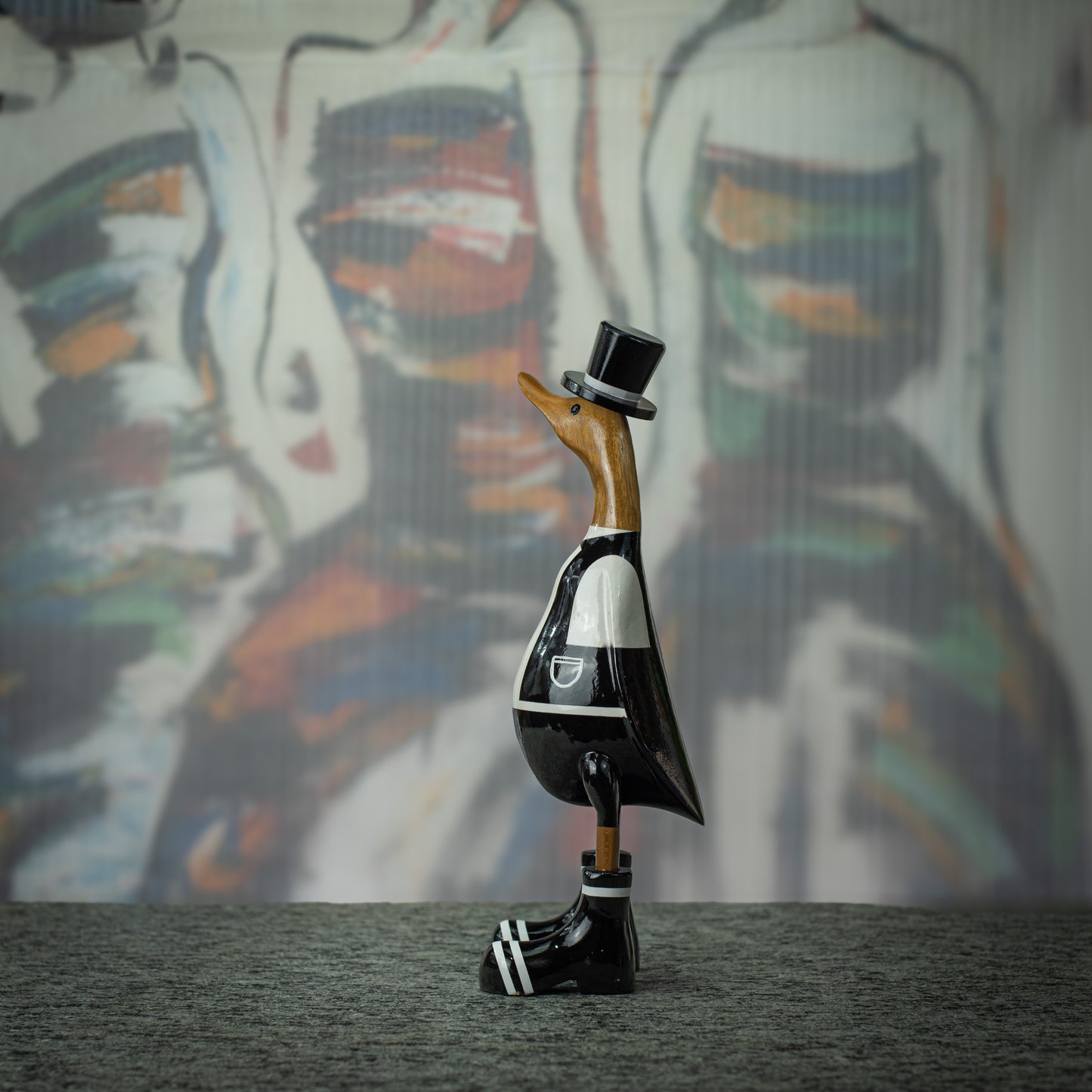 Hand Made Hand Painted Wooden Sculpture of a Magician Duck