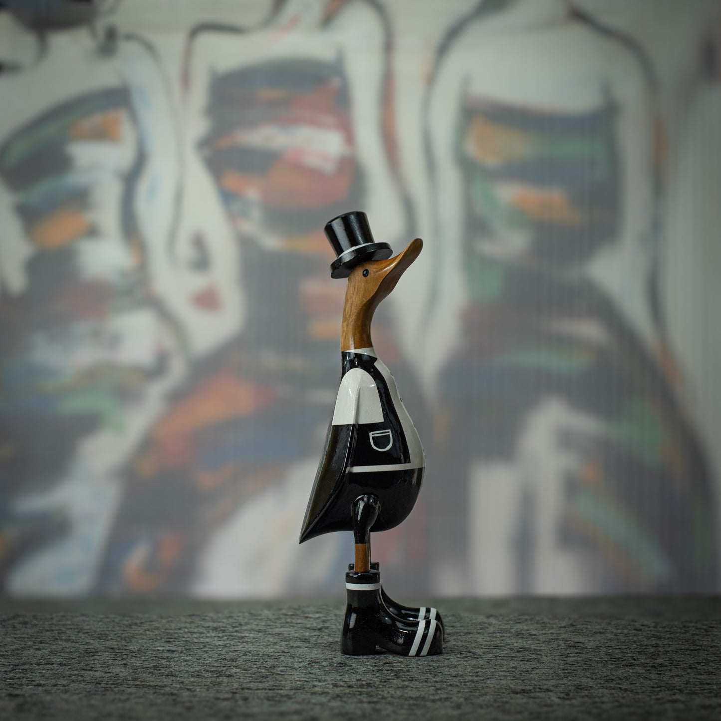 Hand Made Hand Painted Wooden Sculpture of a Magician Duck