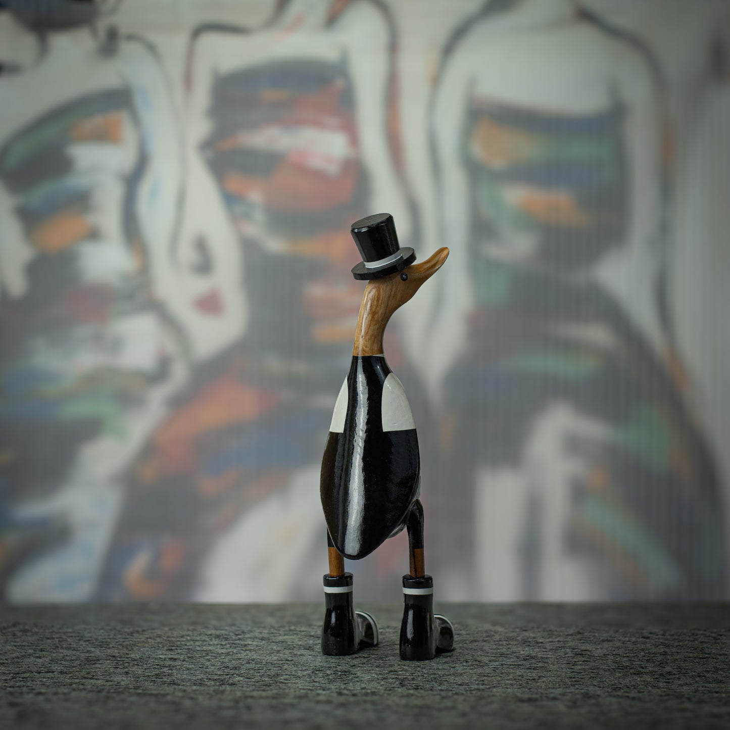 Hand Made Hand Painted Wooden Sculpture of a Magician Duck