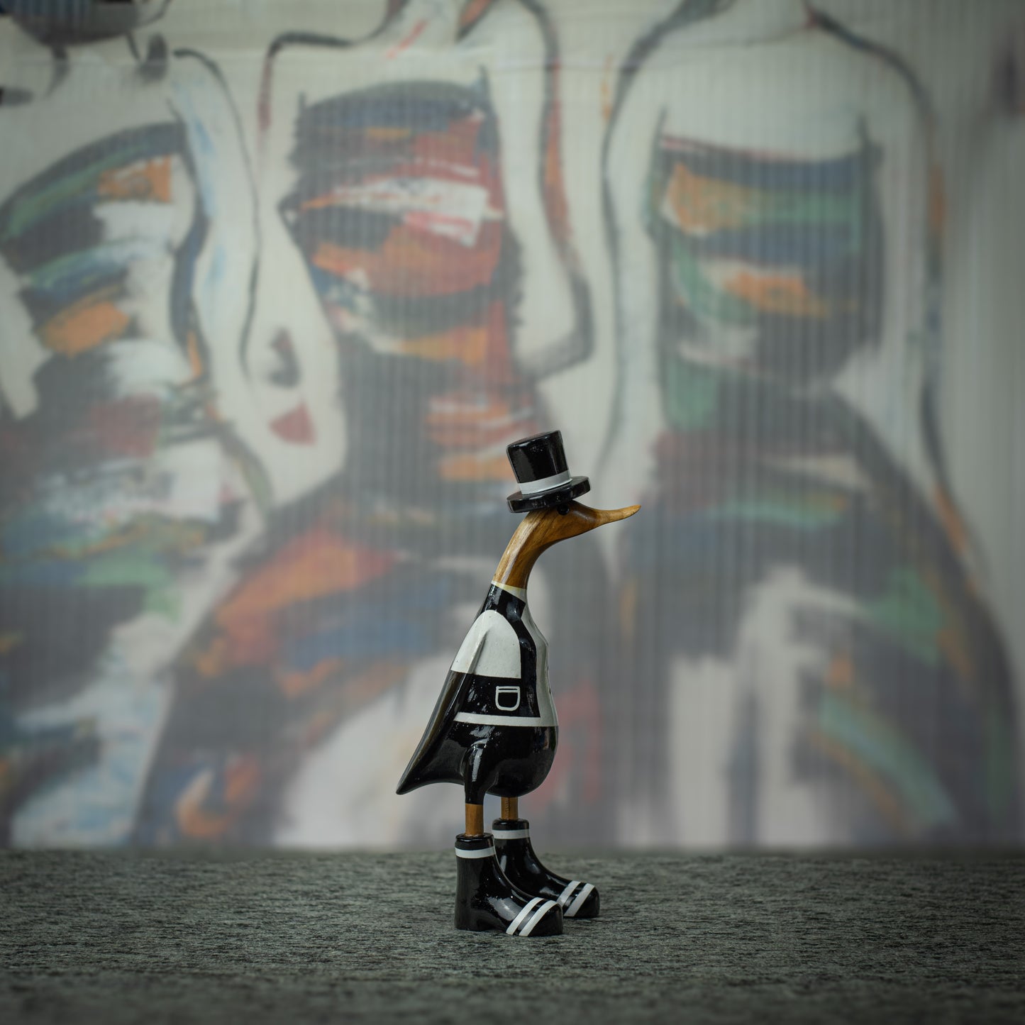 Hand Made Hand Painted Wooden Sculpture of a Magician Duck