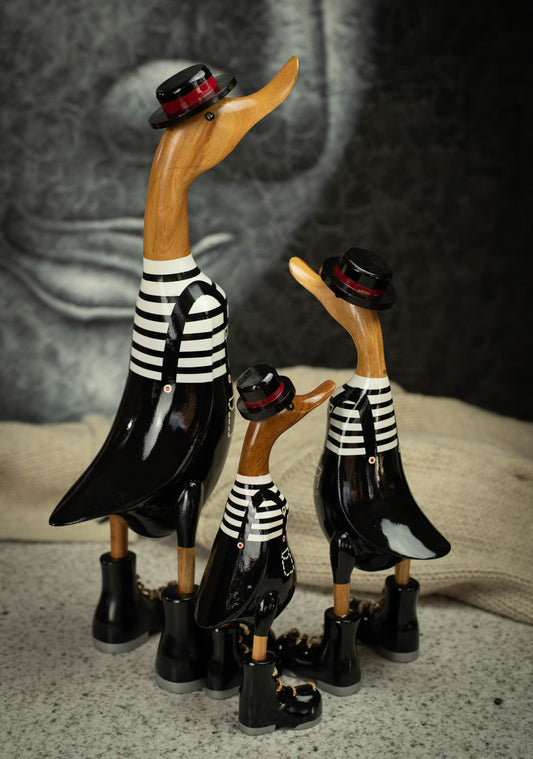 Hand Carved, Hand Painted Wooden Bird Sculpture of a Venetian Duck in Shiny Boots