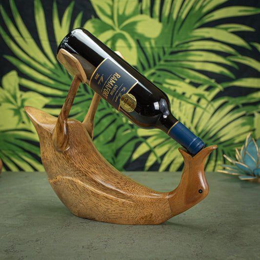 Wooden Wine Holder Lie Down Duck Sculpture