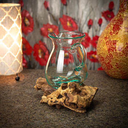 Blown Glass Carafe on Natural Coffee Root Plinth