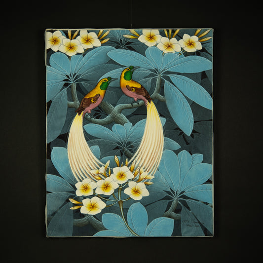 Hand-Painted Traditional Balinese Bird, Oil on Canvas, 50cm x 40cm
